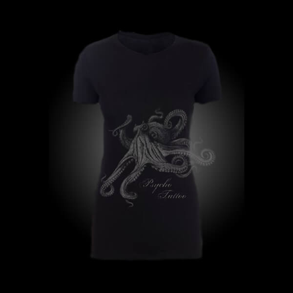 Octopus Crew Neck T-Shirt Black – Women’s