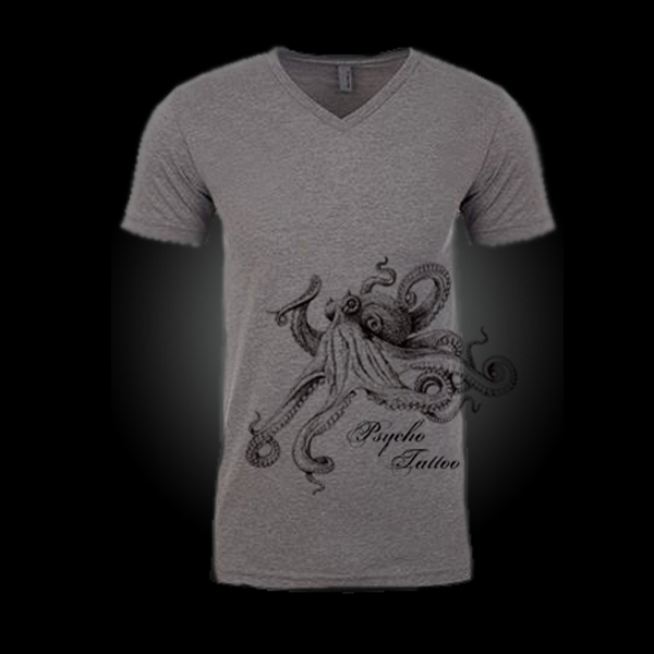 Octopus V-Neck T-Shirt Grey – Men’s