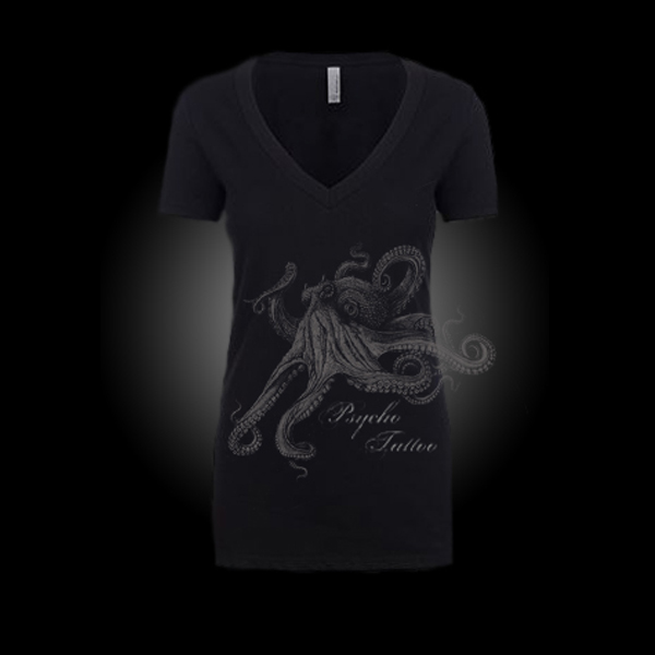 Octopus V-Neck T-Shirt Black – Women’s