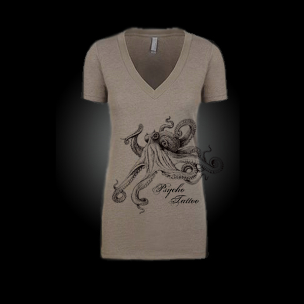 Octopus V-Neck T-Shirt Grey – Women’s